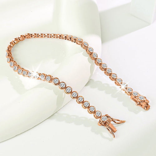 3mm Zircon Tennis Bracelet for Women Men – Rose Gold Silver Gold Plated - Craftopia