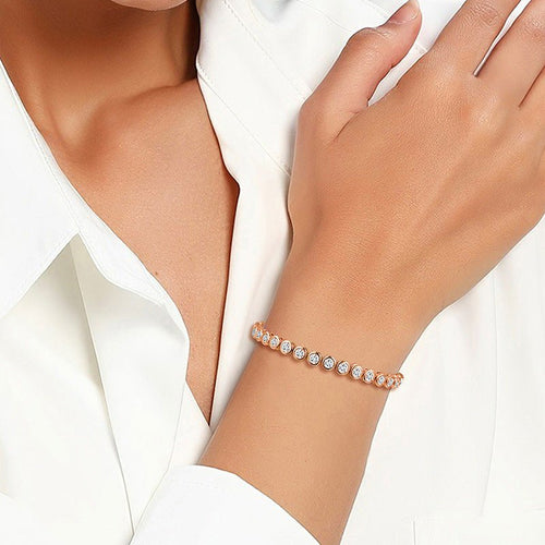 3mm Zircon Tennis Bracelet for Women Men – Rose Gold Silver Gold Plated - Craftopia