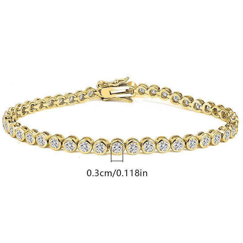3mm Zircon Tennis Bracelet for Women Men – Rose Gold Silver Gold Plated - Craftopia