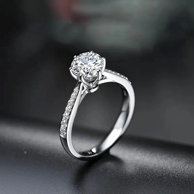 925 Sterling Silver Zircon Adjustable Ring for Women – Elegant Wedding Jewelry Gift - Craftopia