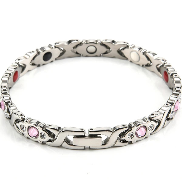 Rose Gold Stainless Steel Magnetic Bracelet for Women Men – Germanium Hematite Jewelry