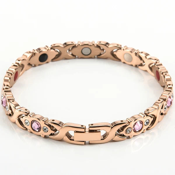 Health Magnetic Bracelet For Women Man Rose Gold Color Stainless Steel Energy Germanium Hematite Hand Bracelets Ladies Jewelry