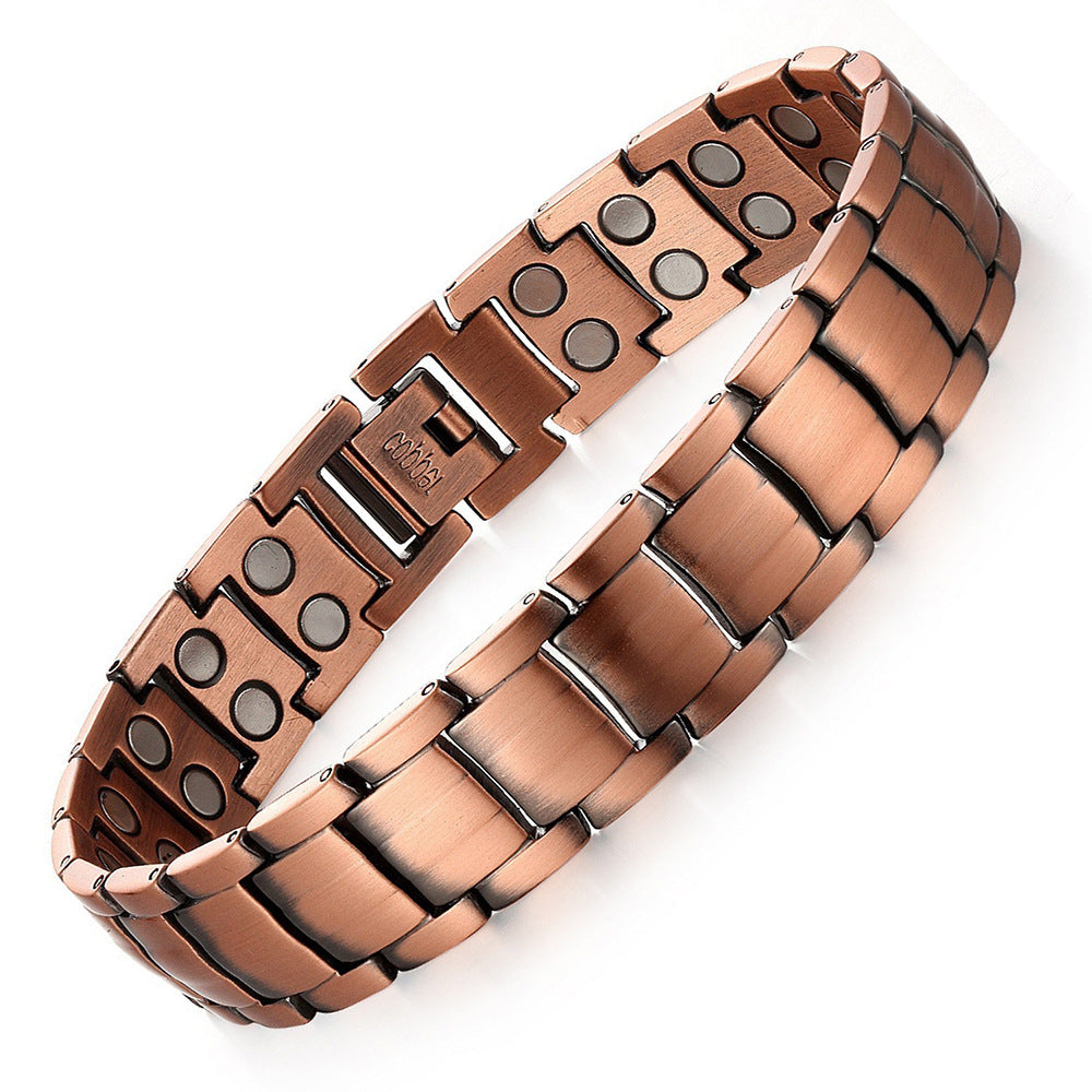 Copper Magnetic Therapy Bracelet | Laser Engraved Lord's Prayer Cross | Christian Gift