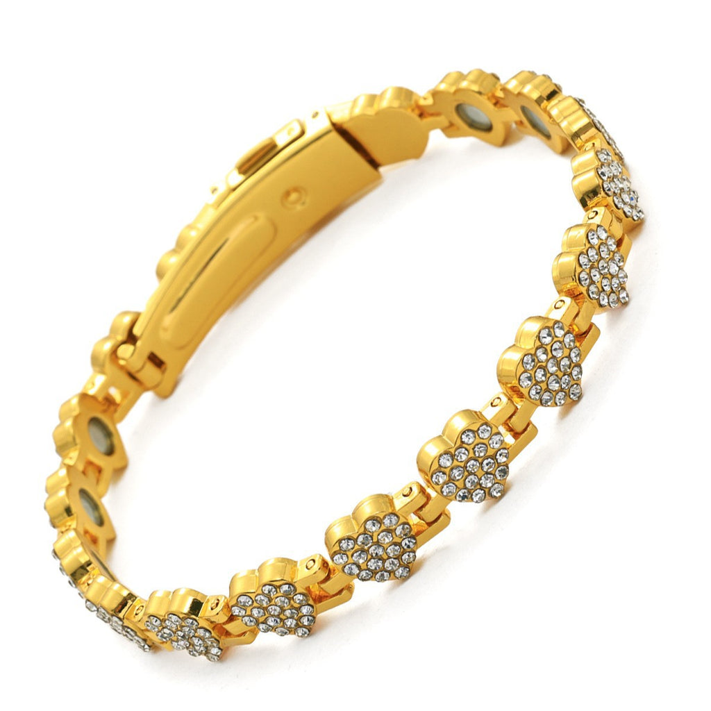 Clover Magnetic Bracelet for Women – Lightweight Alloy with Rhinestones