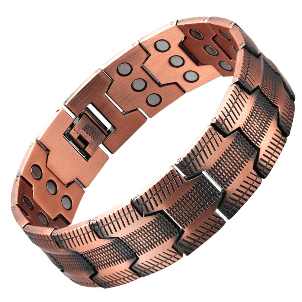 Copper Magnetic Therapy Bracelet | Laser Engraved Lord's Prayer Cross | Christian Gift