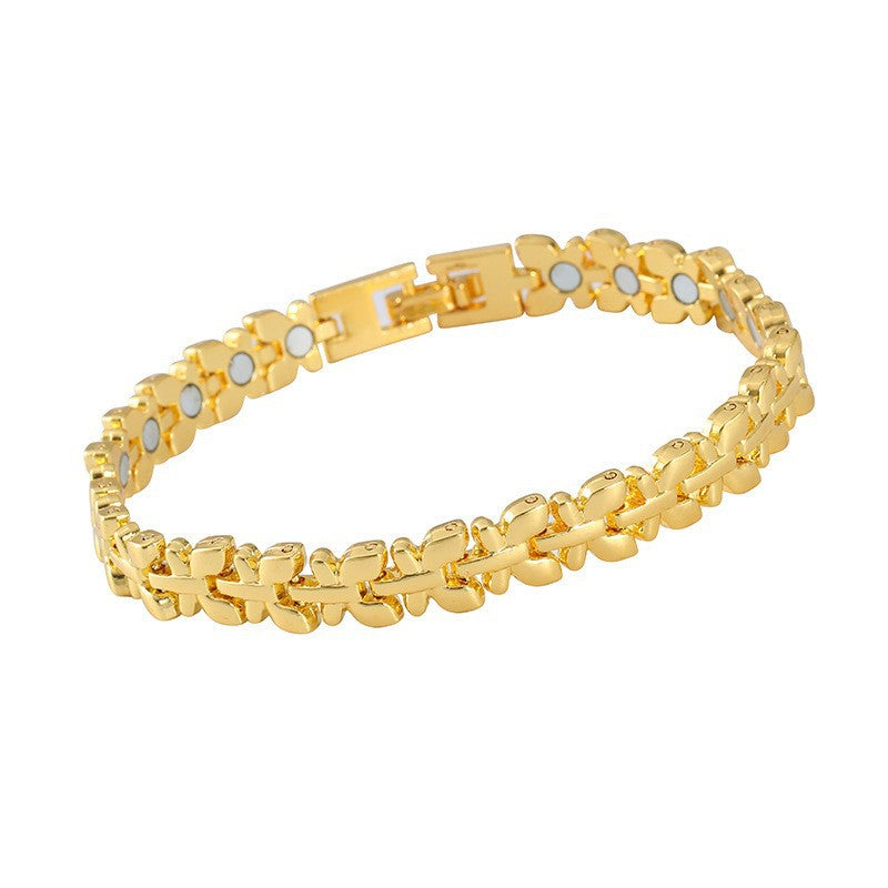 Clover Magnetic Bracelet for Women – Lightweight Alloy with Rhinestones