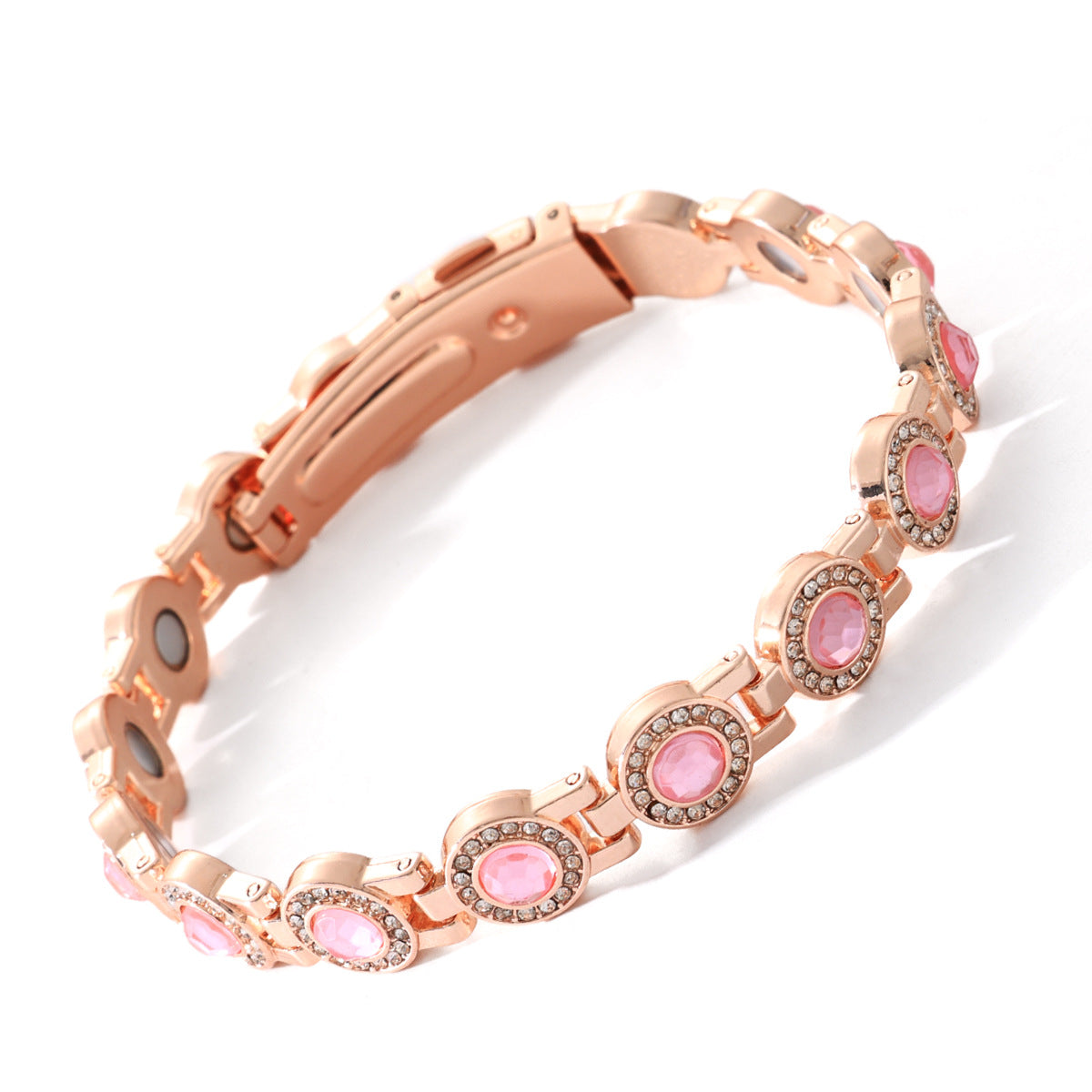 Clover Magnetic Bracelet for Women – Lightweight Alloy with Rhinestones