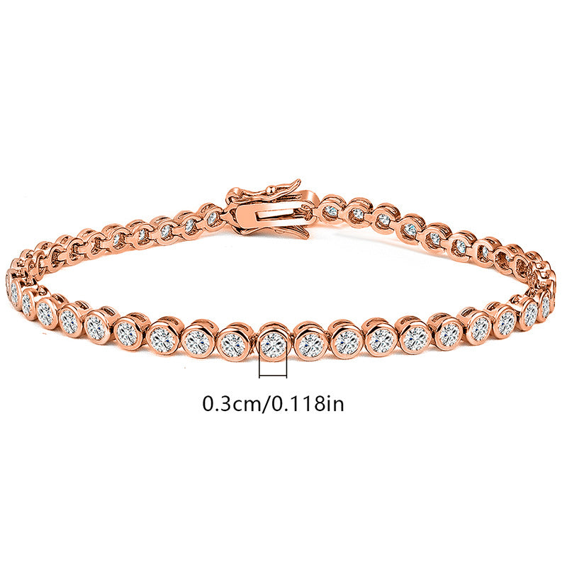 3mm Zircon Tennis Bracelet for Women Men – Rose Gold Silver Gold Plated
