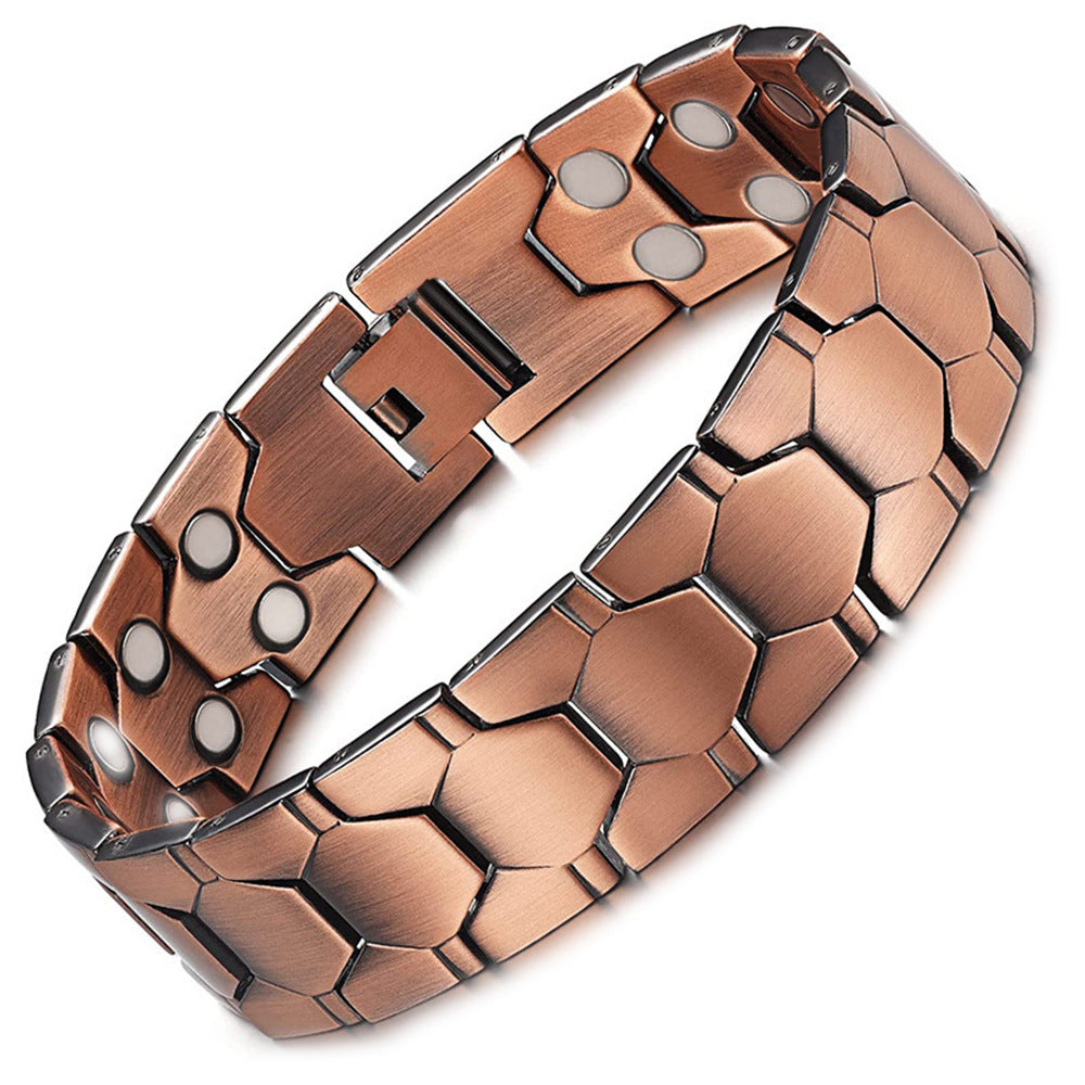 Copper Magnetic Therapy Bracelet | Laser Engraved Lord's Prayer Cross | Christian Gift