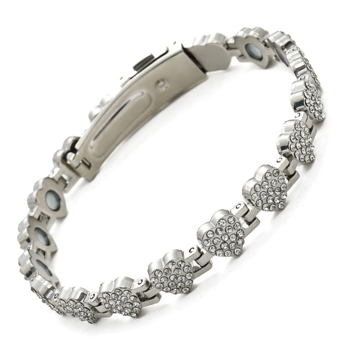 Clover Magnetic Bracelet for Women – Lightweight Alloy with Rhinestones