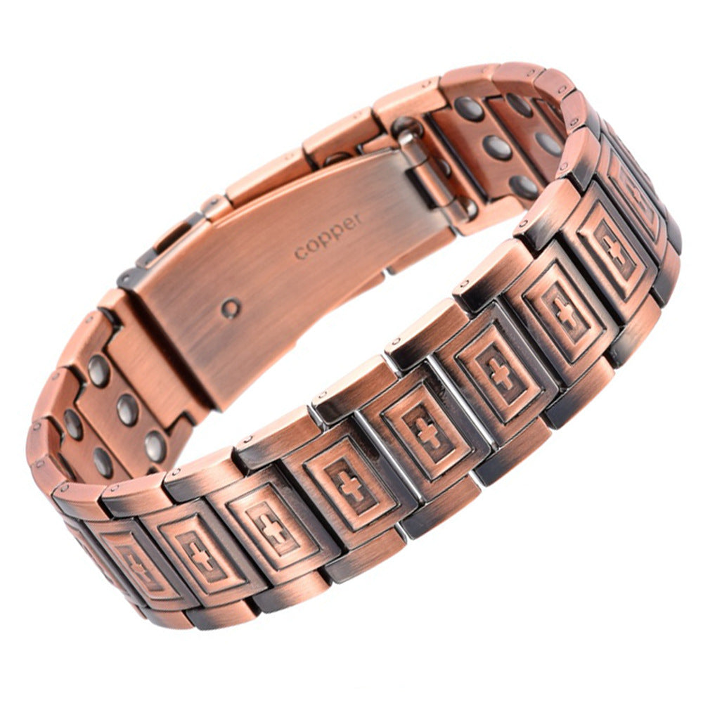 Copper Magnetic Therapy Bracelet | Laser Engraved Lord's Prayer Cross | Christian Gift