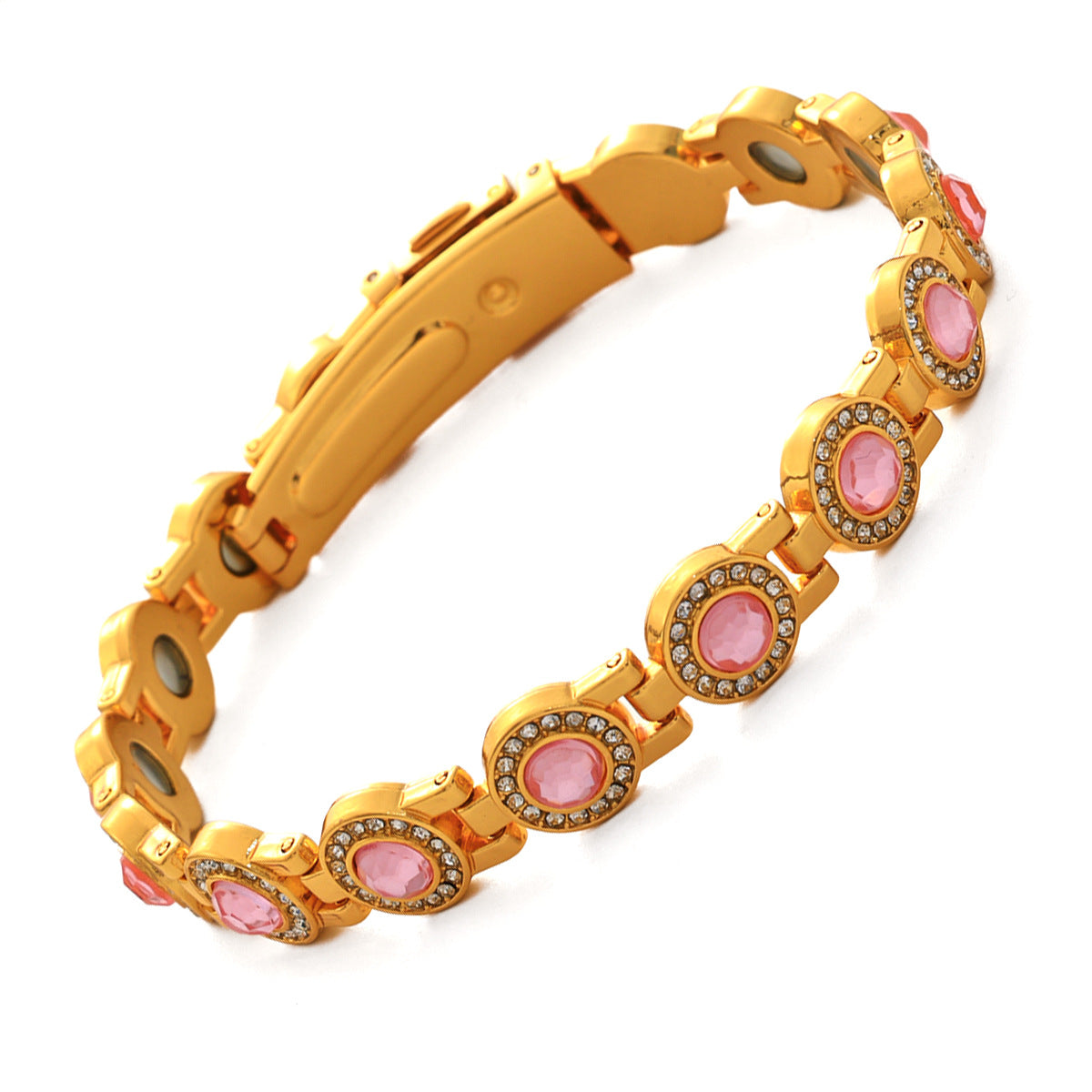 Clover Magnetic Bracelet for Women – Lightweight Alloy with Rhinestones