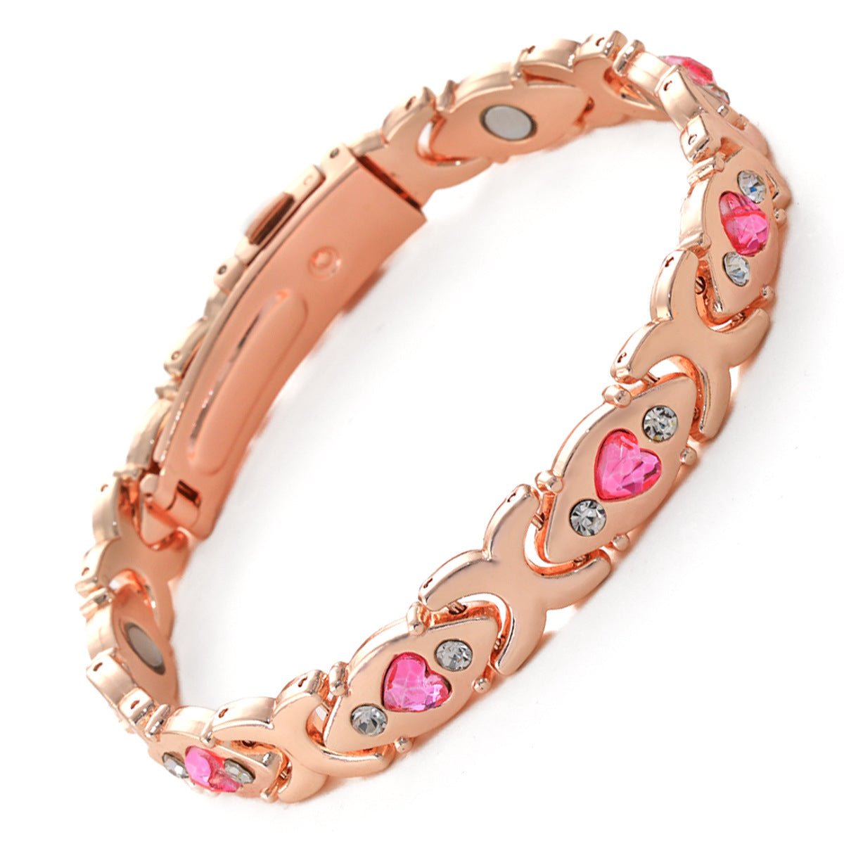 European & American Trendy Clover Magnetic Bracelet for Women – Lightweight Alloy with Rhinestones
