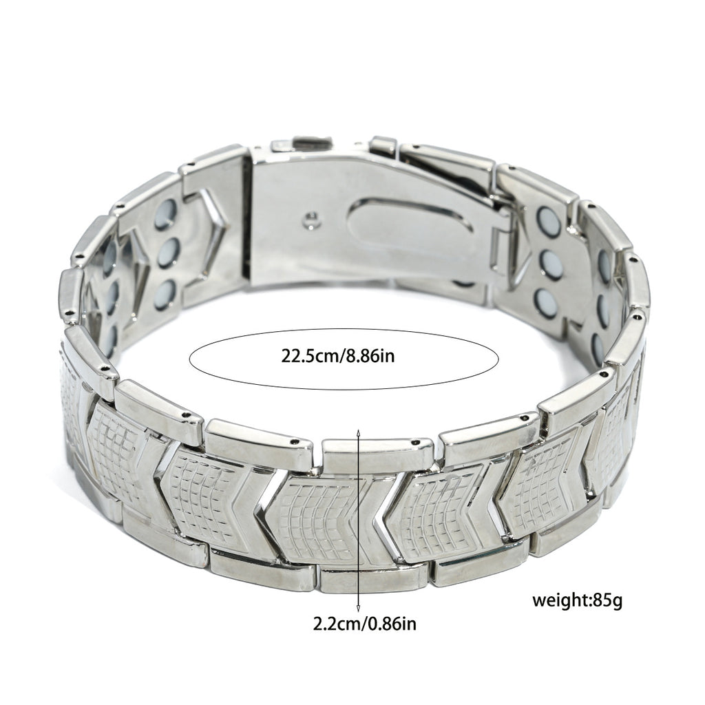 Antique Copper Shield Link Bracelet | Vintage Magnetic Clasp | Men's Retro Wristband
