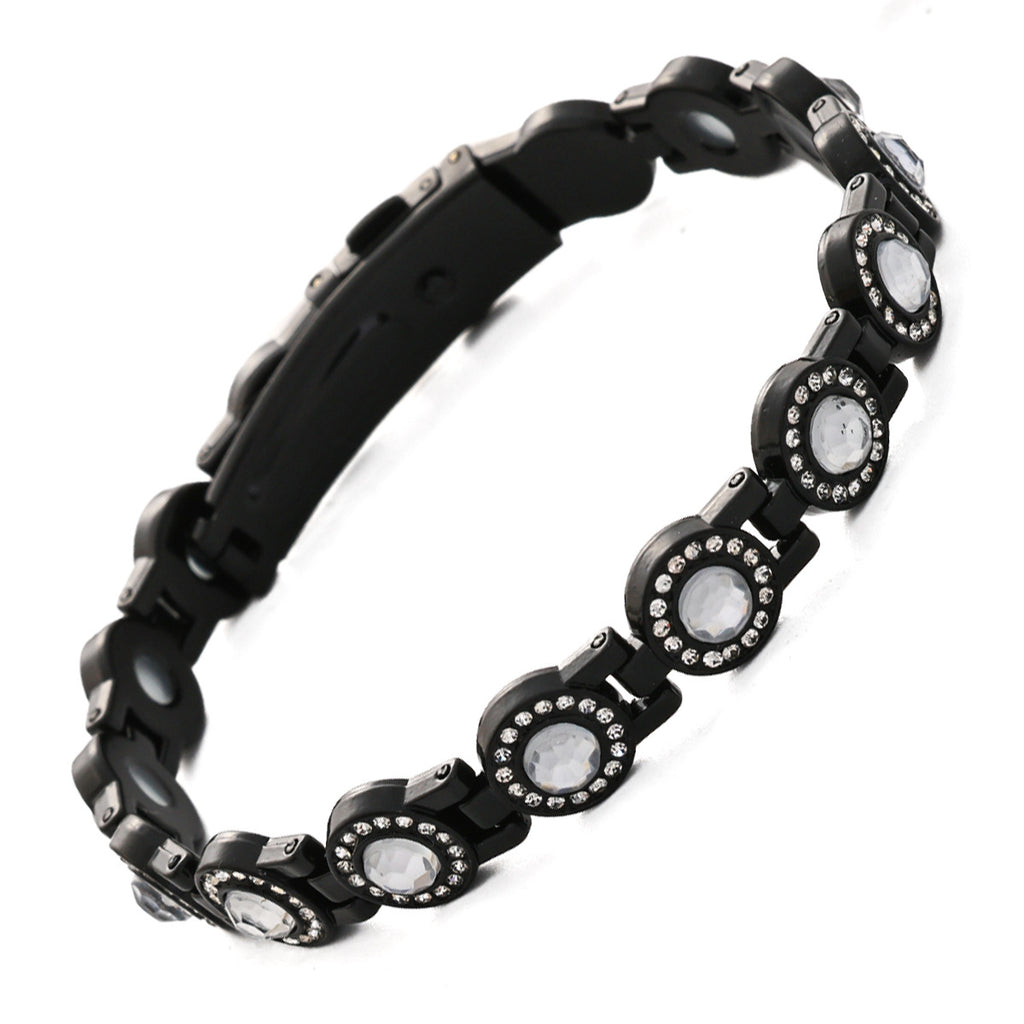 Clover Magnetic Bracelet for Women – Lightweight Alloy with Rhinestones