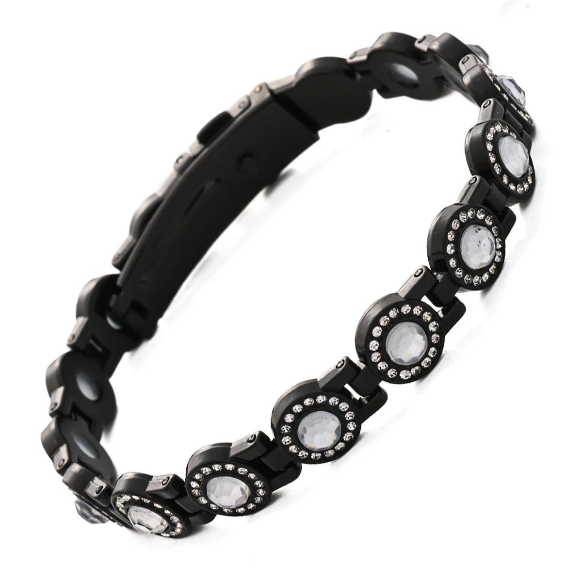 Clover Magnetic Bracelet for Women – Lightweight Alloy with Rhinestones