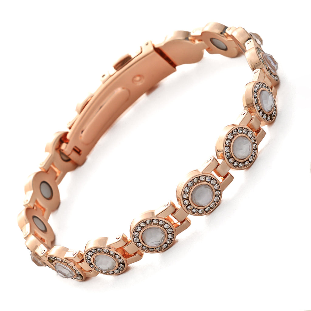 Clover Magnetic Bracelet for Women – Lightweight Alloy with Rhinestones