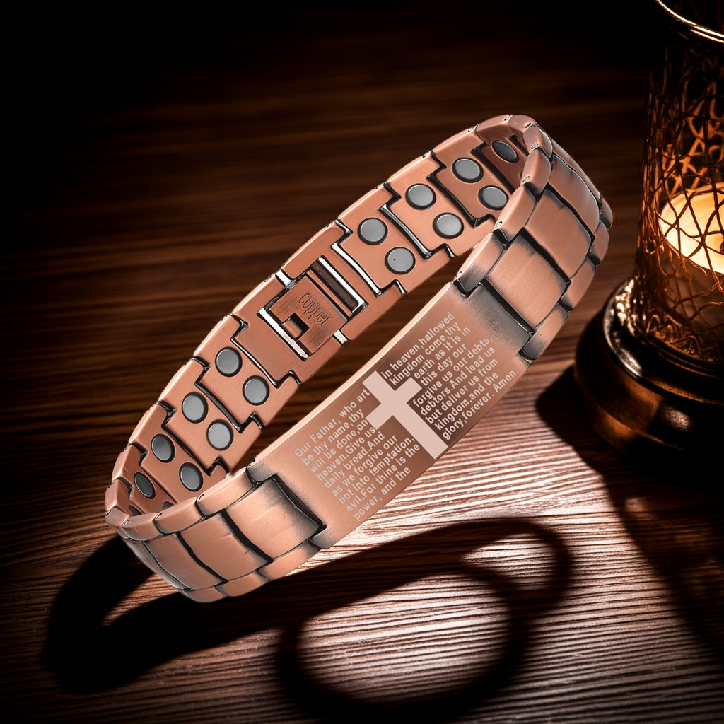 Lord's Prayer Copper Magnetic Bracelet – Laser Engraved Christian Jewelry Gift