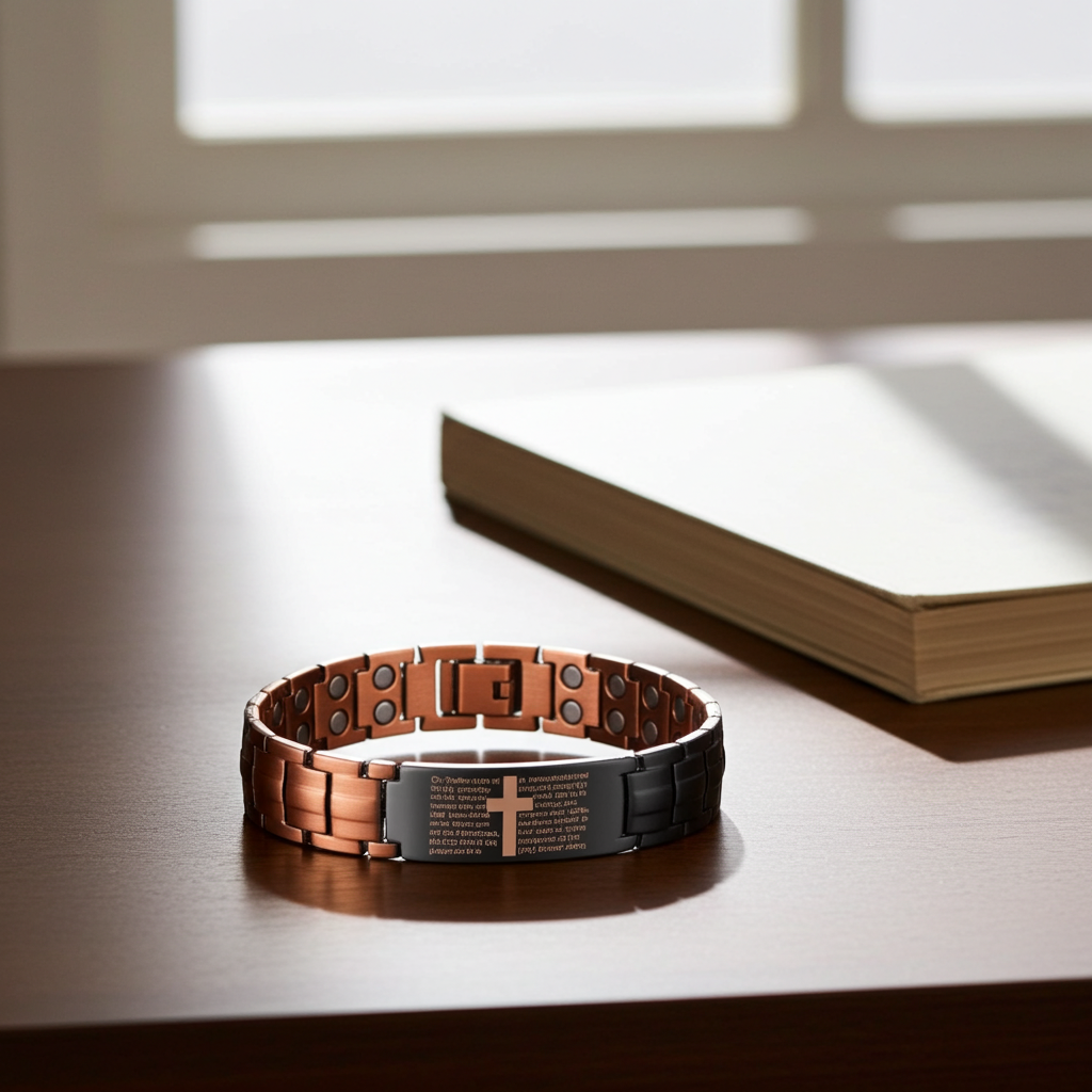 Copper Cross Magnetic Bracelet for Men – Adjustable Black Copper Jewelry