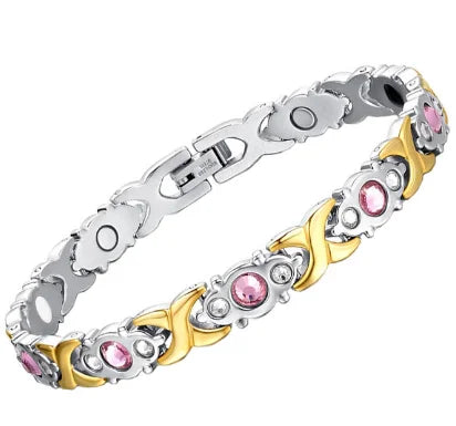 Health Magnetic Bracelet For Women Man Rose Gold Color Stainless Steel Energy Germanium Hematite Hand Bracelets Ladies Jewelry