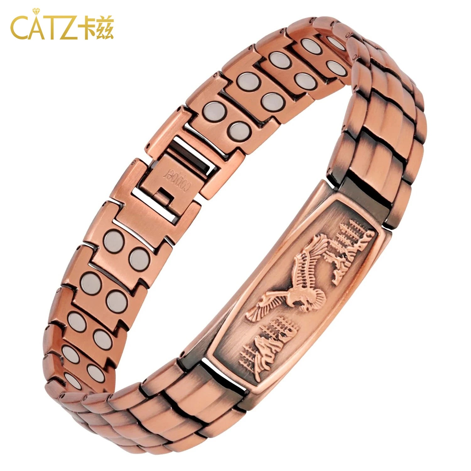 Men's Magnetic Bracelet with 99.99% Pure Copper Jewelry, Magnetic Field Therapy Jewelry and Eagle Pattern