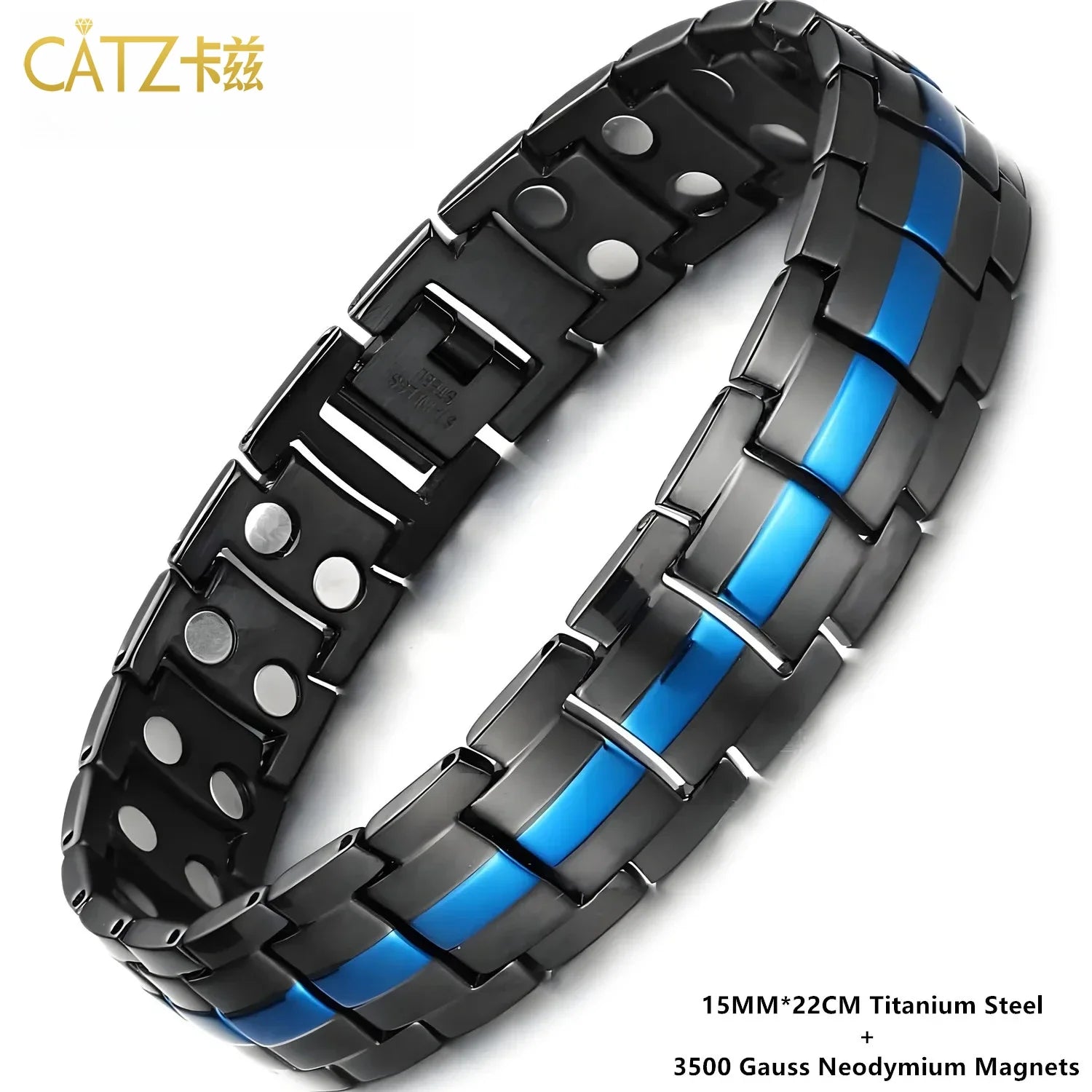 ARADOO Premium Copper Bracelet for Men – Energy Series 5000 Gauss Magnets Multi-Color Titanium Steel Wristband