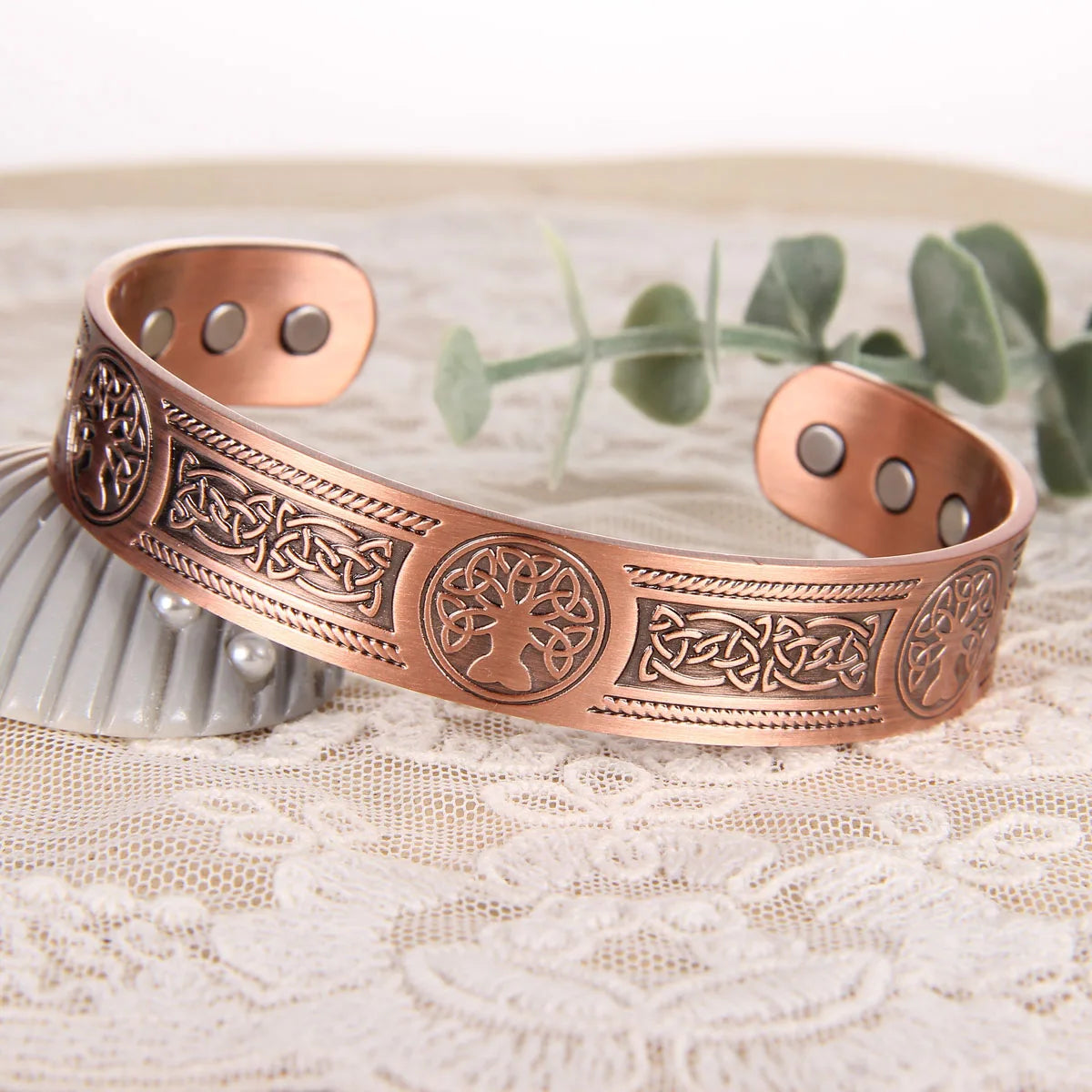 Copper Bracelet for Women Men Magnetic Bracelet with 3500 Gauss Ultra Strength Magnets 99.99% Solid Pure Copper Adjustable Cuff