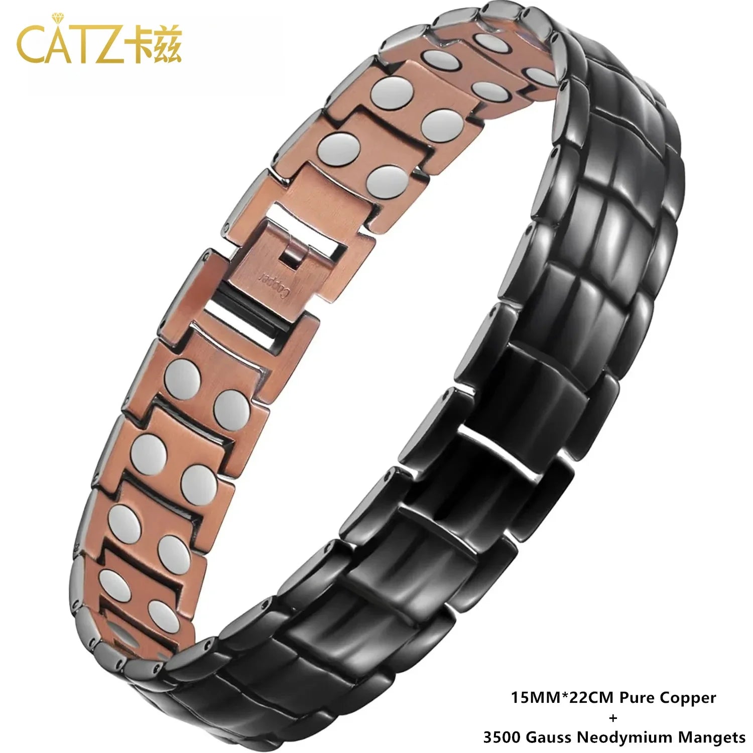 ARADOO Premium Copper Bracelet for Men – Energy Series 5000 Gauss Magnets Multi-Color Titanium Steel Wristband