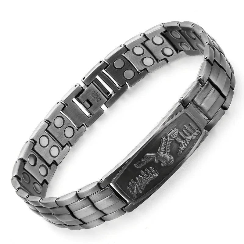 Eagle double row magnetic copper bracelet red copper with curved piece turtle back copper magnetic bracelet
