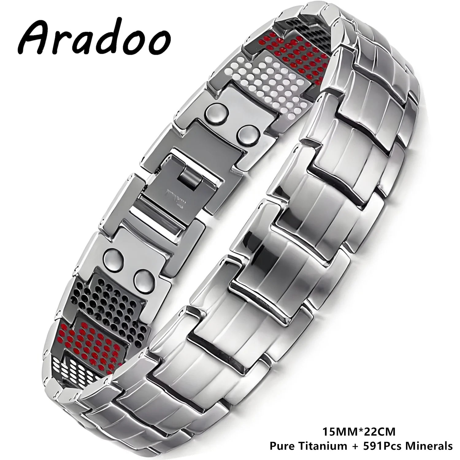 ARADOO Premium Copper Bracelet for Men with Strength 5000 Gauss Magnets Titanium Steel Wristband Jewelry Gifts