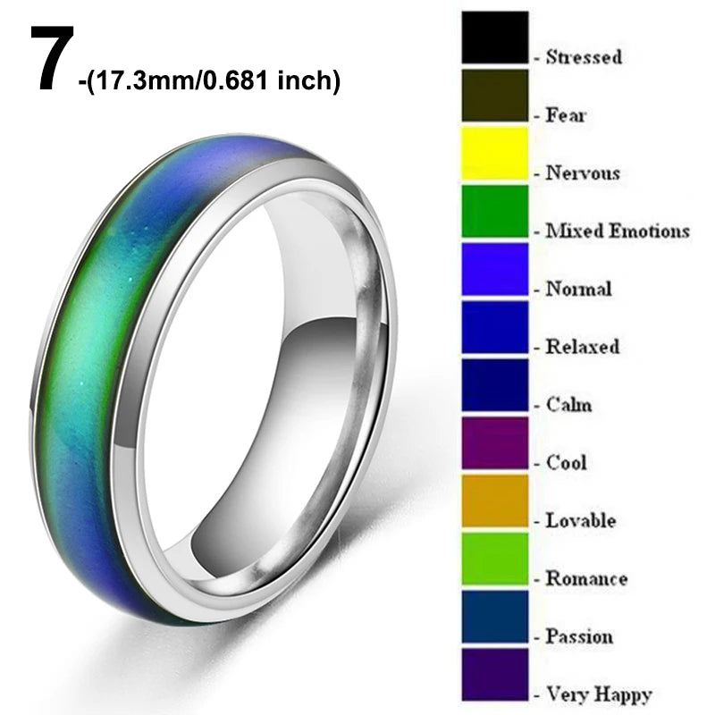Stainless Steel Color-Changing Mood Ring for Women Men – Couples Fashion Jewelry