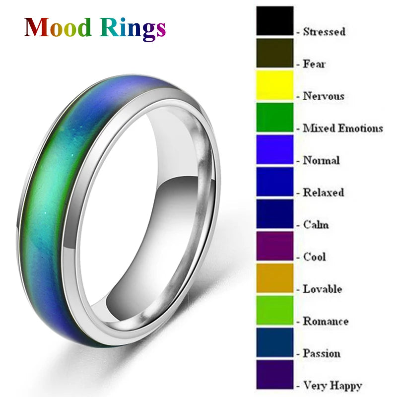 Stainless Steel Color-Changing Mood Ring for Women Men – Couples Fashion Jewelry