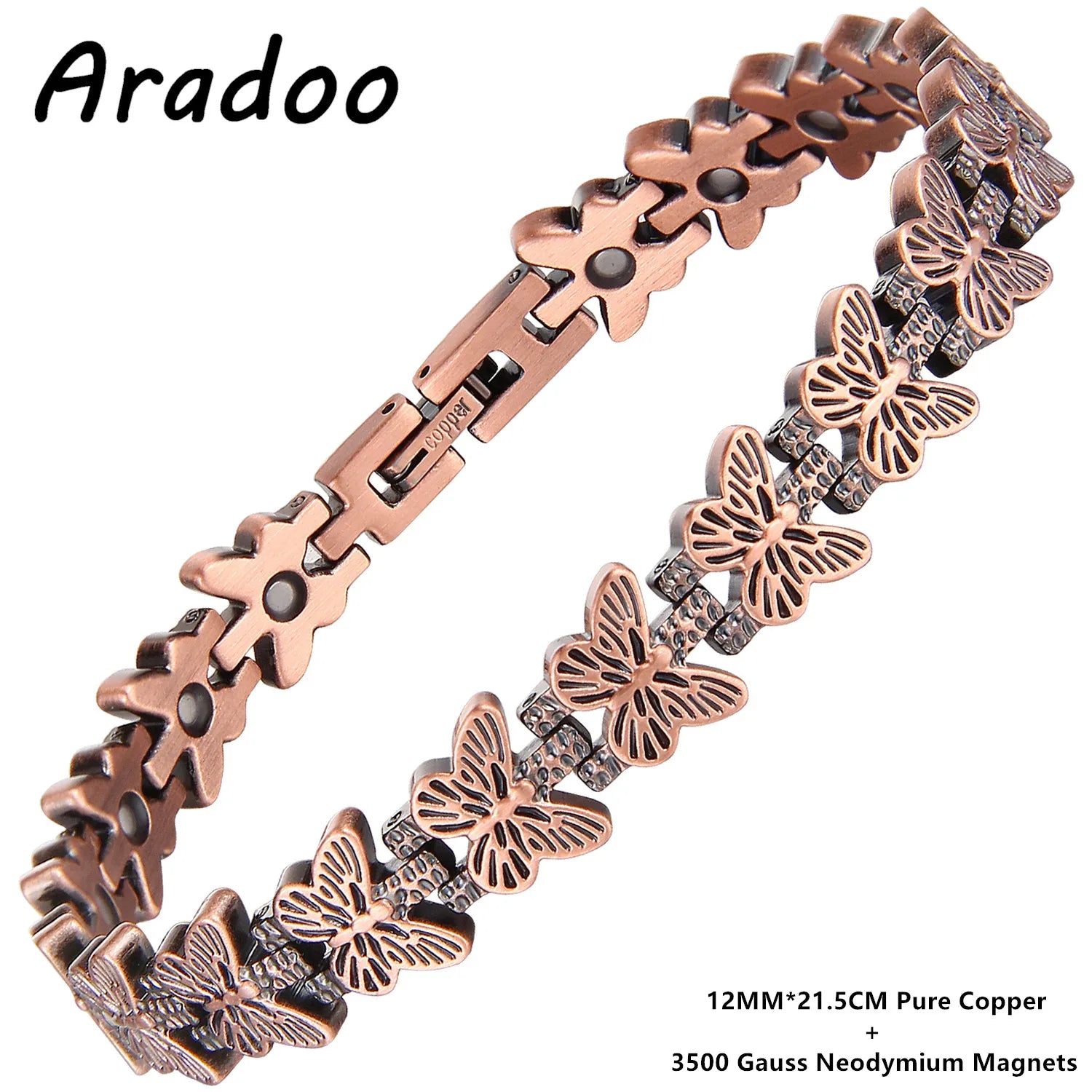 ARADOO Premium Copper Butterfly Bracelet for Women with 3500 Gauss Neodymium Magnetic Bracelet Jewelry Gifts