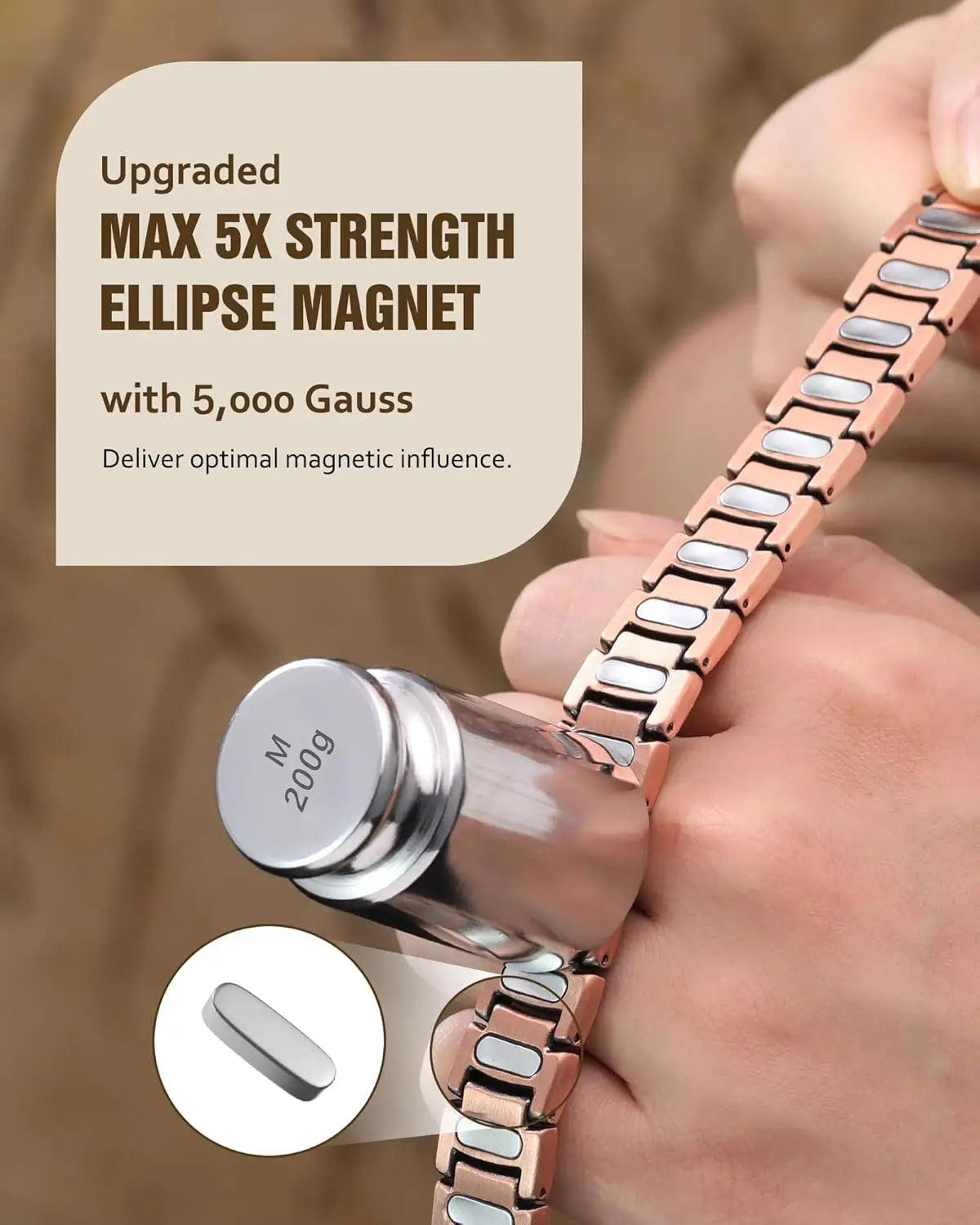 ARADOO Premium Copper Bracelet for Men with Strength 5000 Gauss Magnets Titanium Steel Wristband Jewelry Gifts