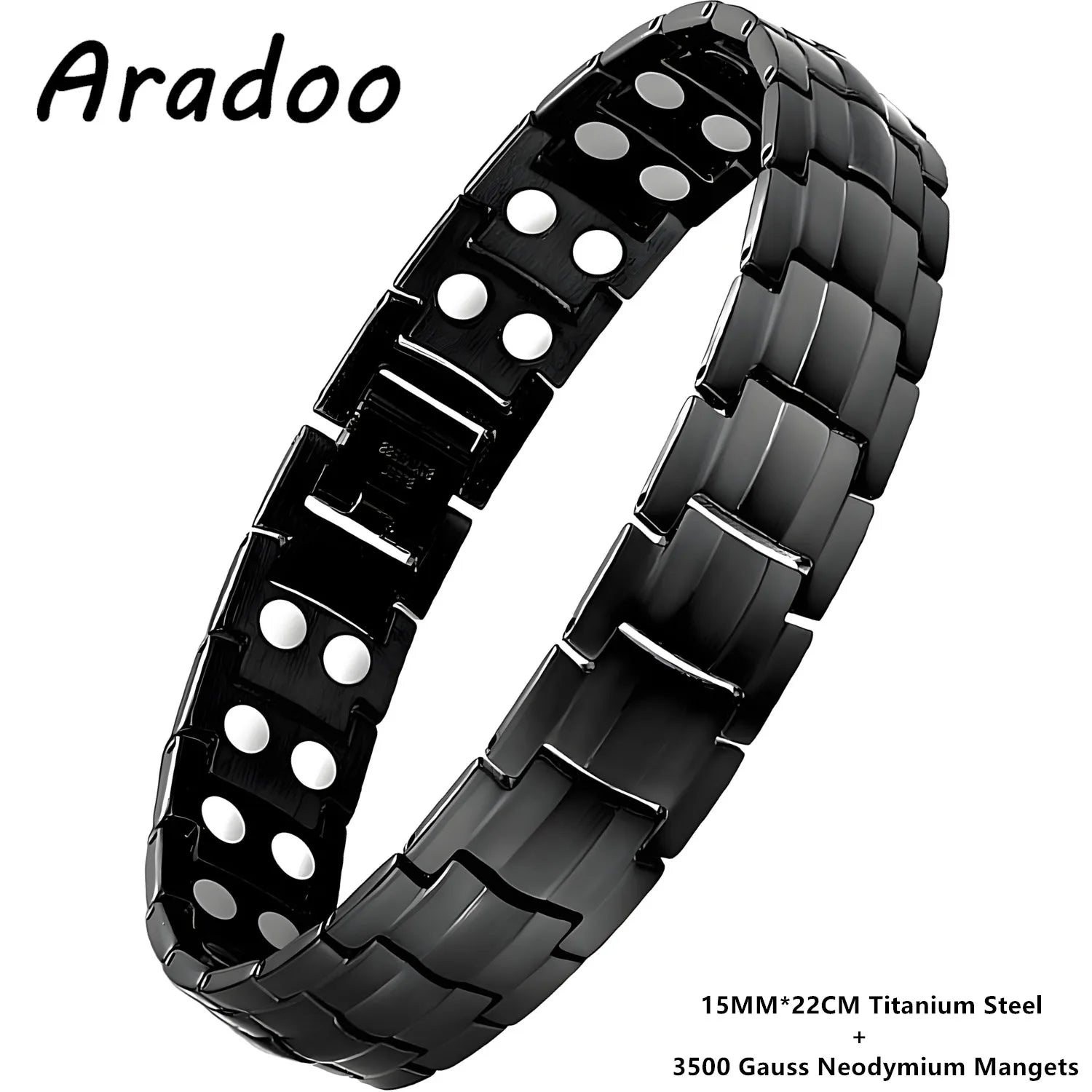 ARADOO Premium Copper Bracelet for Men with Strength 5000 Gauss Magnets Titanium Steel Wristband Jewelry Gifts