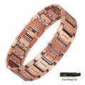 Men's copper magnetic bracelet set with three rows of magnetic chains and disassembly tools. Durable gift with size adjustment t