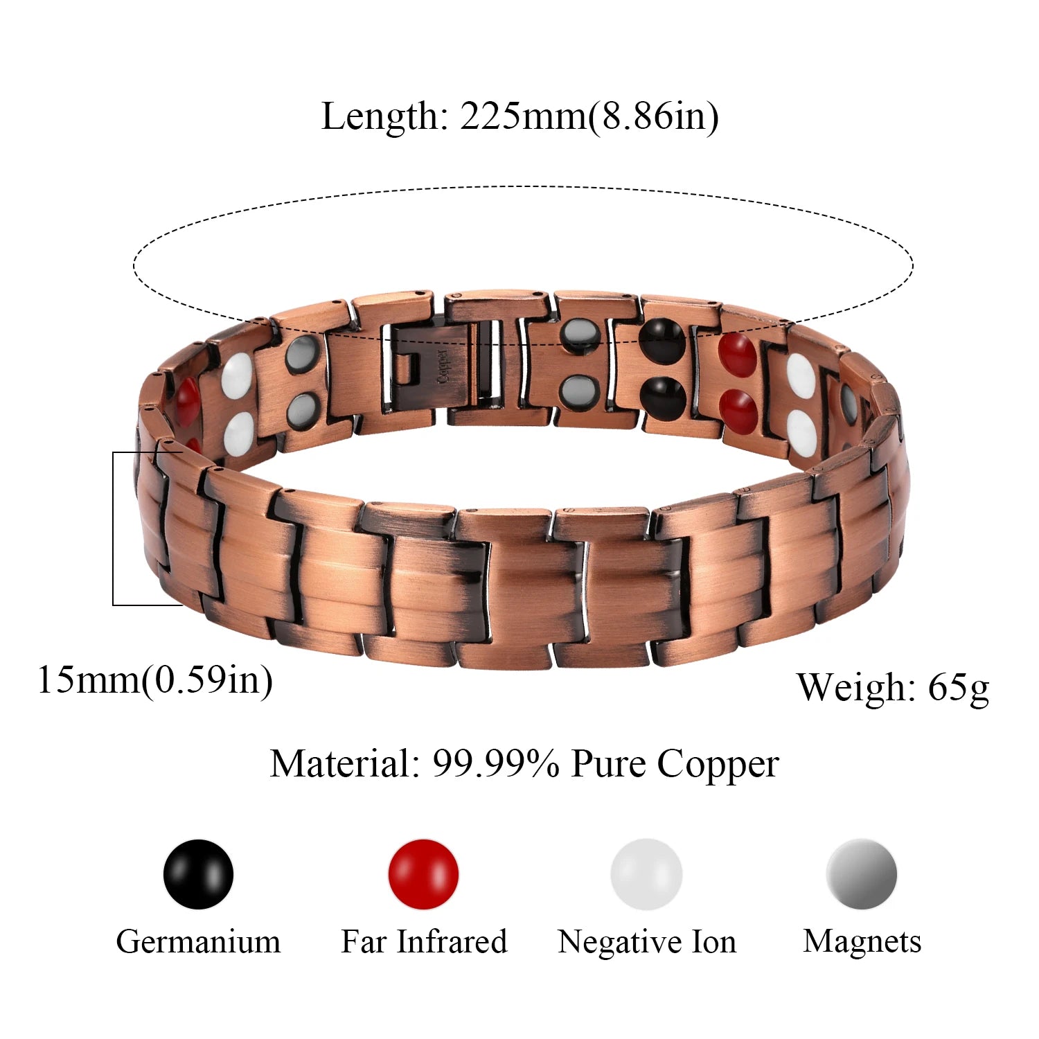 Pure Strength Copper Magnetic Bracelets for Men with Double Row Neodymium Magnets Adjustable Size Healing Bangle Couples Gifts