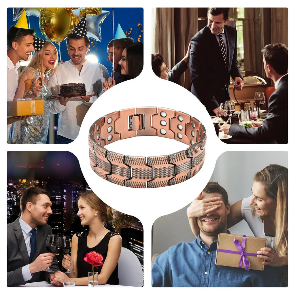 Copper Magnetic Bracelet for Men Mens Copper Bracelets Wristband Jewelry for Energy Health Benefits Exercise Activities Business