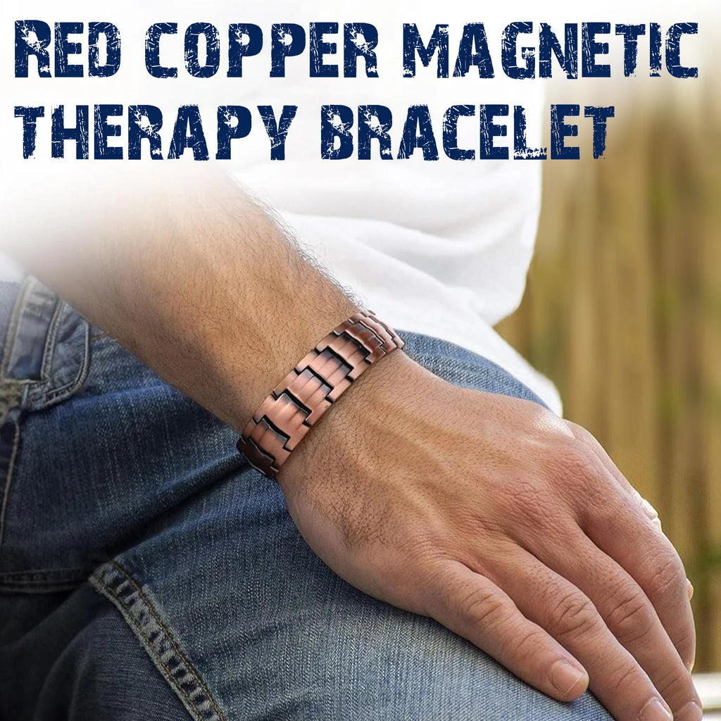 Men's Magnetic Bracelet with 99.99% Pure Copper Jewelry, Magnetic Field Therapy Jewelry and Eagle Pattern