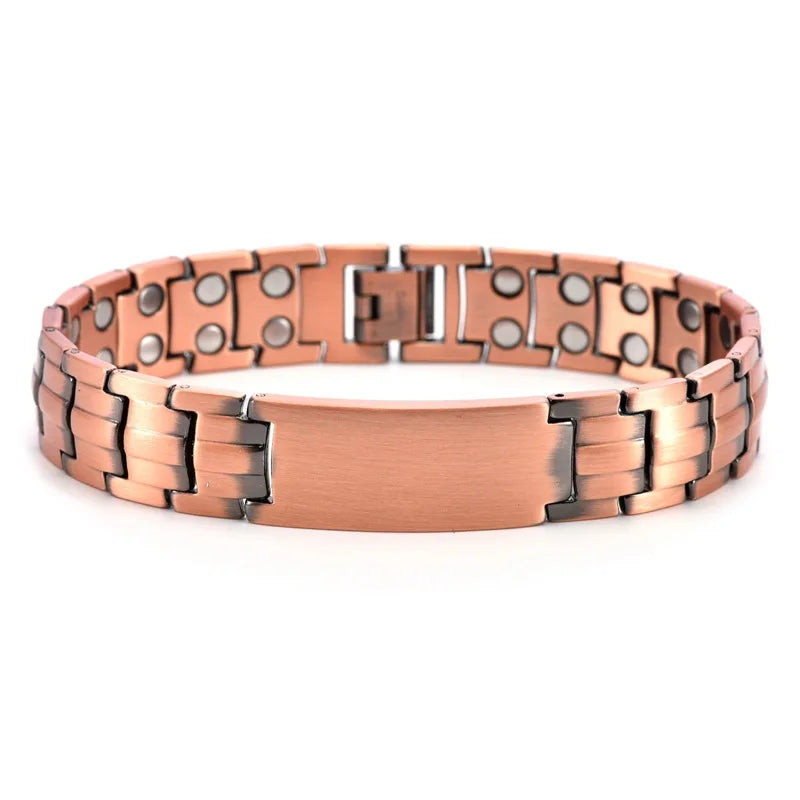 Eagle double row magnetic copper bracelet red copper with curved piece turtle back copper magnetic bracelet