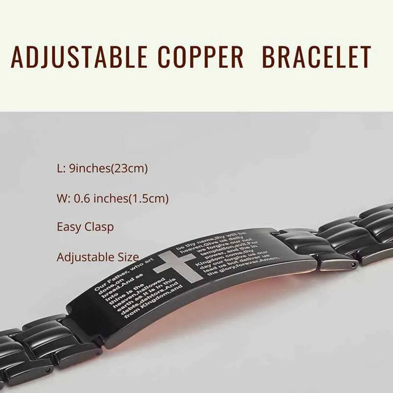 Men's Copper Cross Magnetic Bracelet - Adjustable Black Copper Jewelry