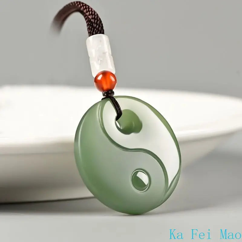 Natural Hotan Jade Tai Chi Bagua Pendant Necklace – Couples Fashion Jewelry