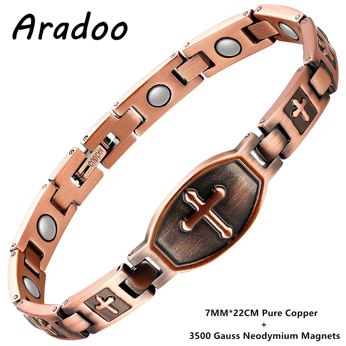 ARADOO Classic Cross Copper Bracelets for Women Men Magnetic Couple Copper Bracelet Valentine's Day Jewelry Gifts