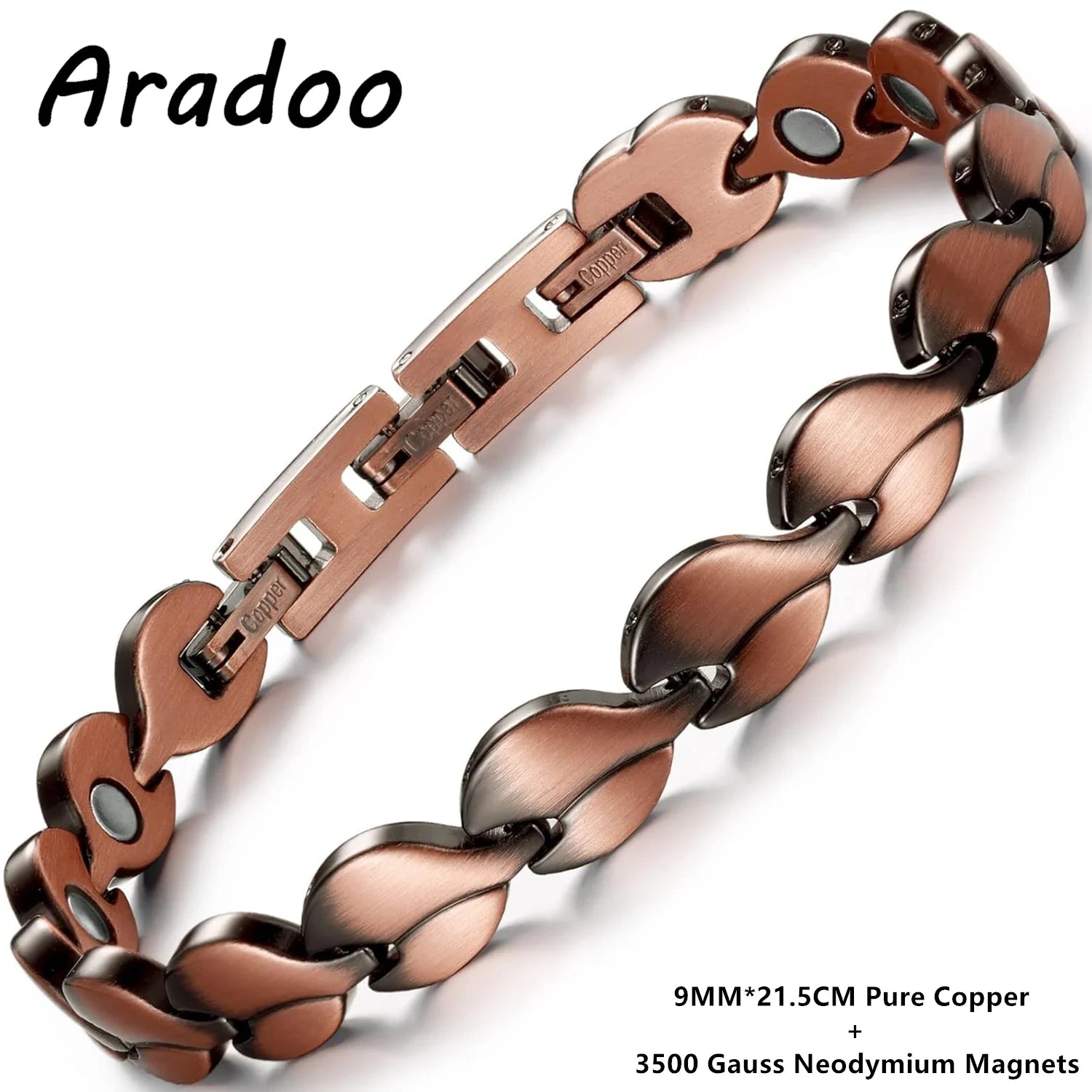 ARADOO Premium Pure Copper Bracelets For Women Love Heart Design Magnetic Wristband Jewelry Gifts