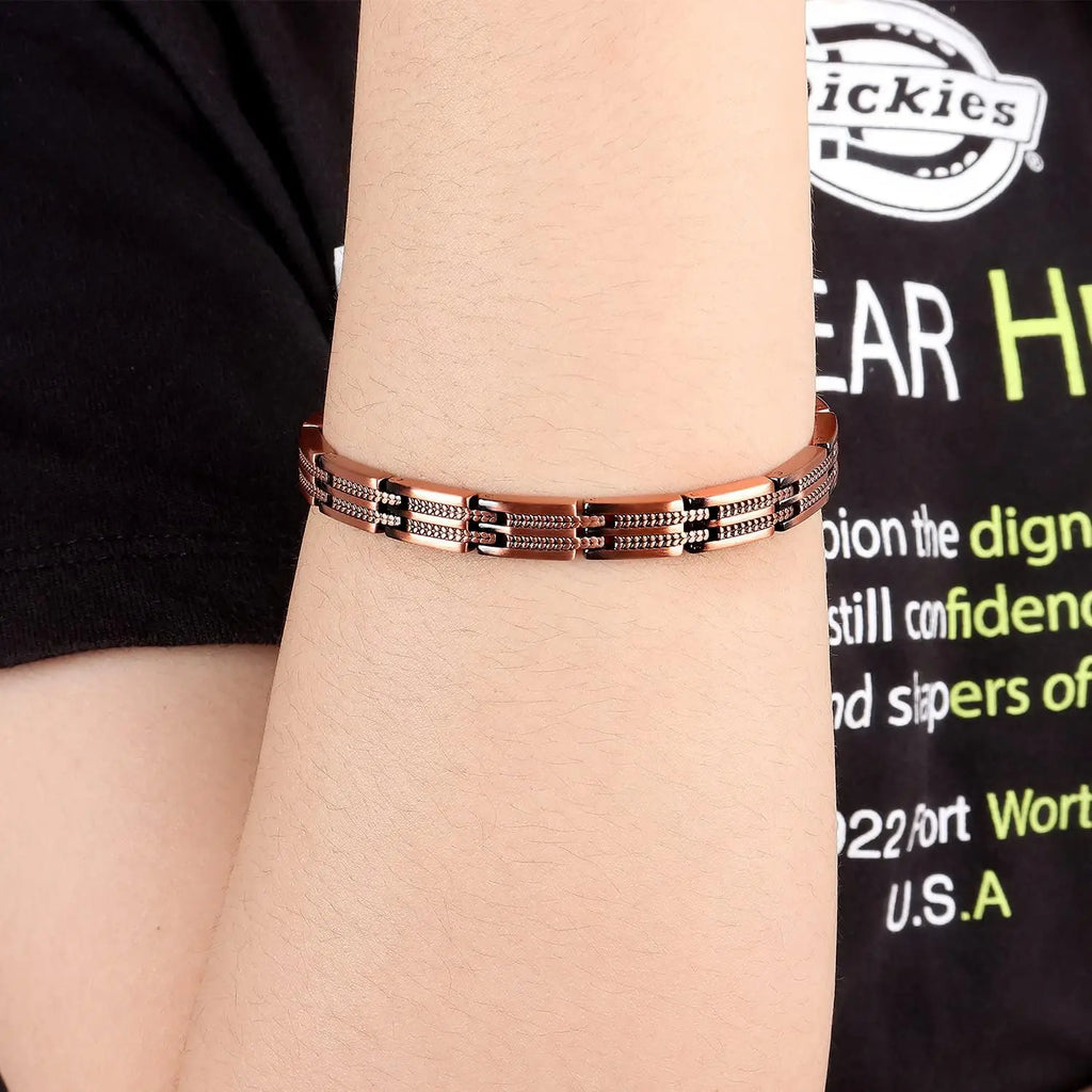 ARADOO Wheat Ear Design Copper Bracelet for Women's Pure Copper Magnetic Adjustable Bracelet Jewelry Gifts