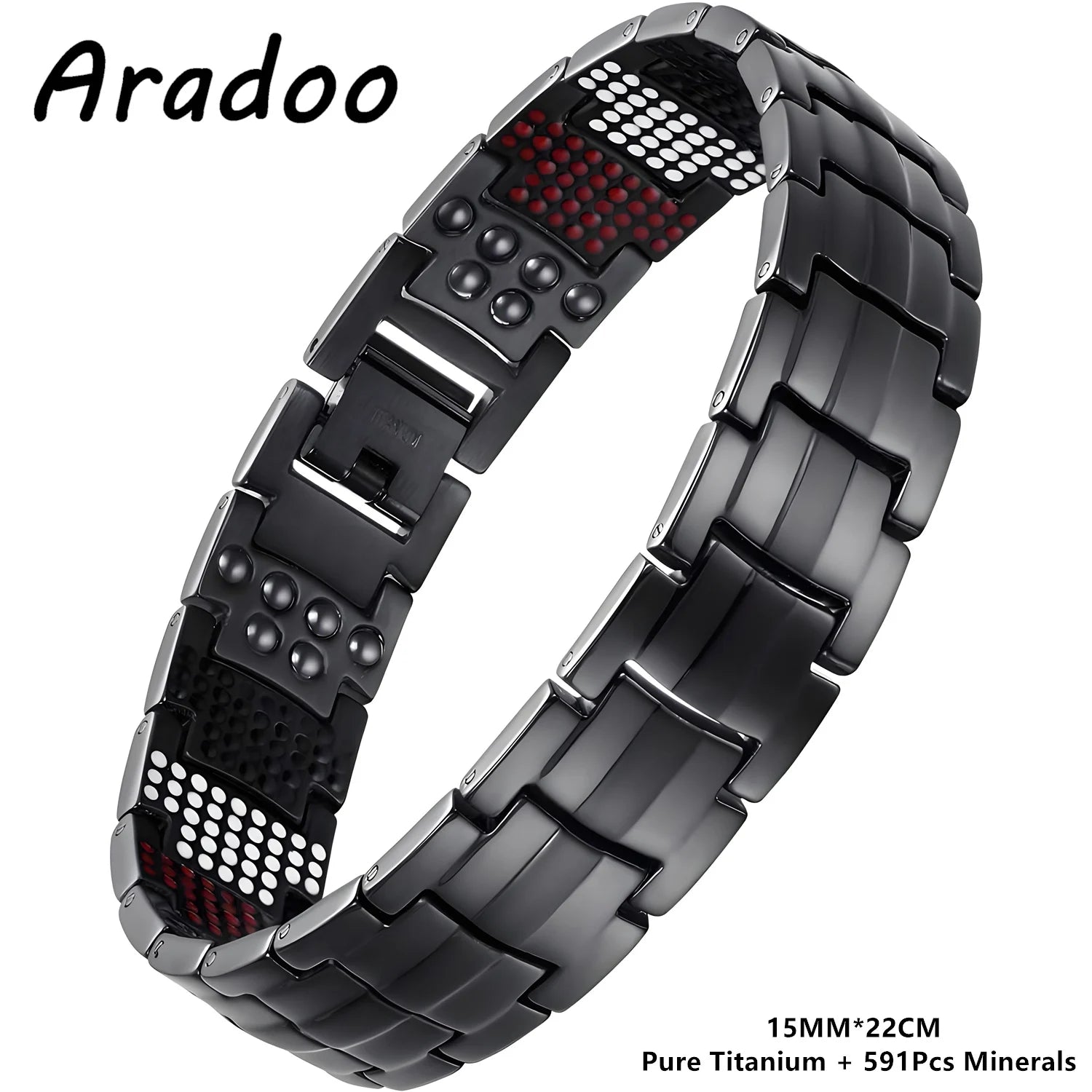 ARADOO Premium Copper Bracelet for Men with Strength 5000 Gauss Magnets Titanium Steel Wristband Jewelry Gifts