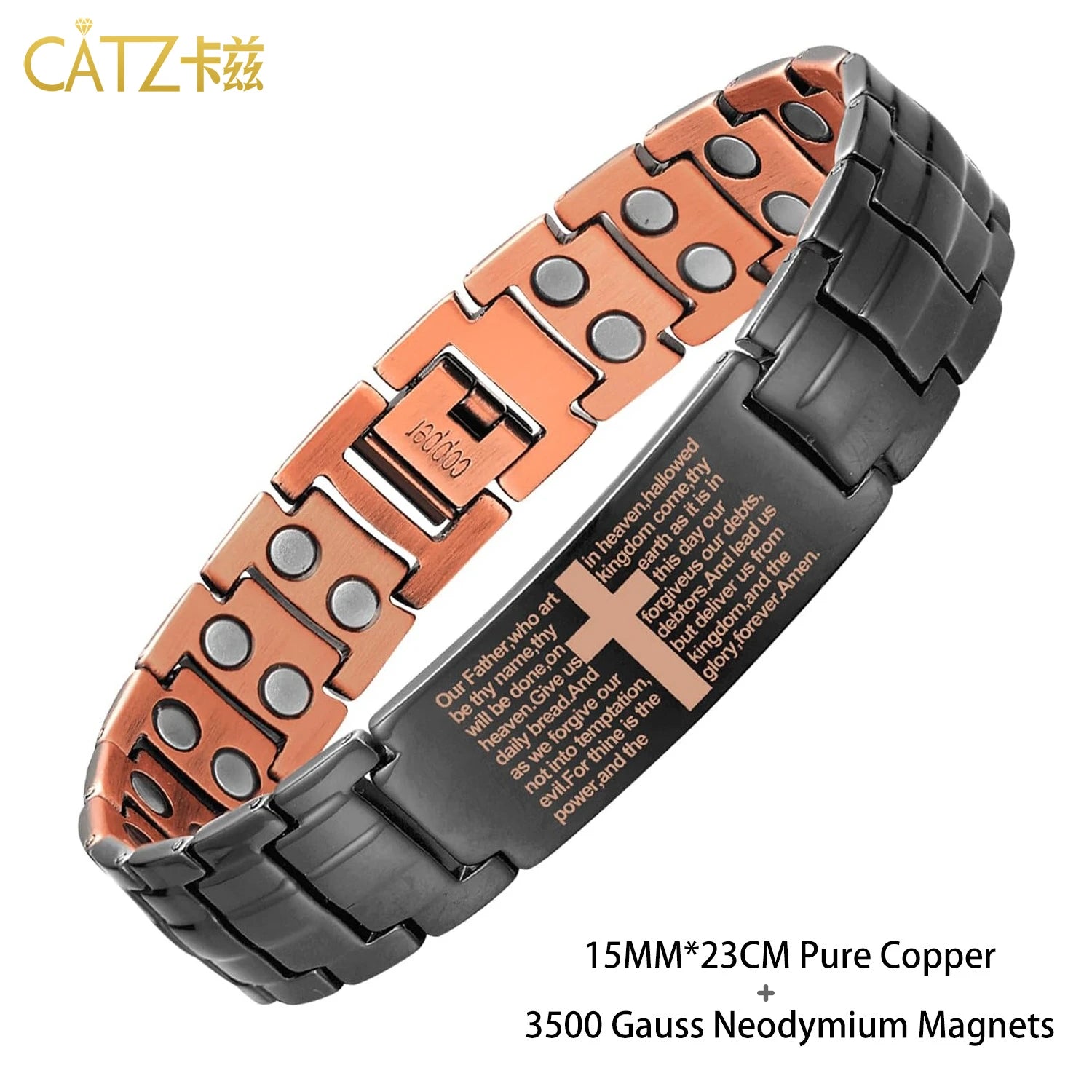 Men's Magnetic Bracelet with 99.99% Pure Copper Jewelry, Magnetic Field Therapy Jewelry and Eagle Pattern