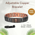 Men's Copper Cross Magnetic Bracelet - Adjustable Black Copper Jewelry