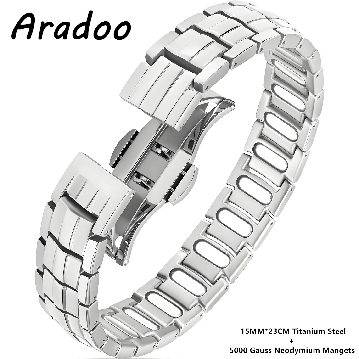 ARADOO Premium Copper Bracelet for Men with Strength 5000 Gauss Magnets Titanium Steel Wristband Jewelry Gifts