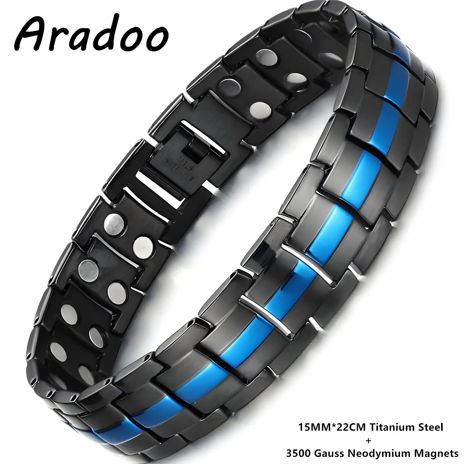 ARADOO Premium Copper Bracelet for Men with Strength 5000 Gauss Magnets Titanium Steel Wristband Jewelry Gifts
